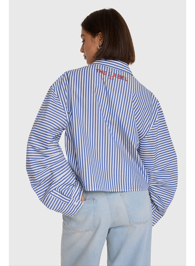 Fancy Striped Blouse Royal Blue