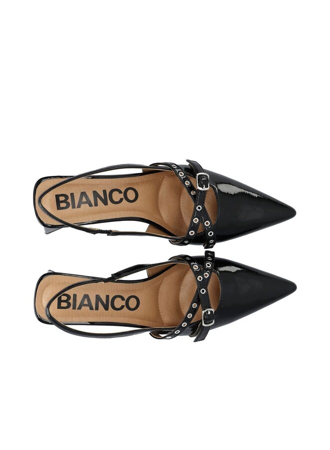 Biamaralyn Buckle Slingback Faux Leather Black