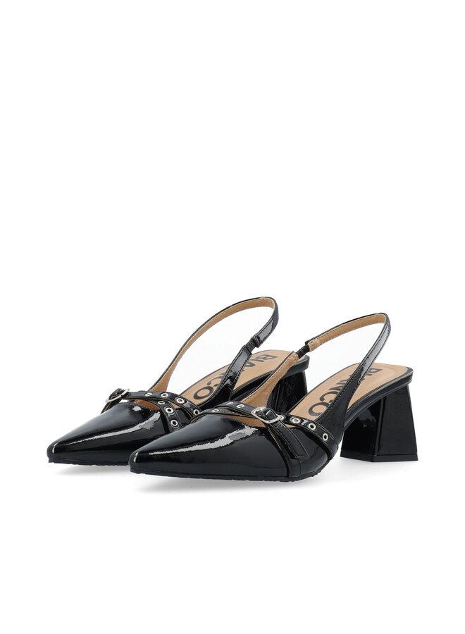 Biamaralyn Buckle Slingback Faux Leather Black