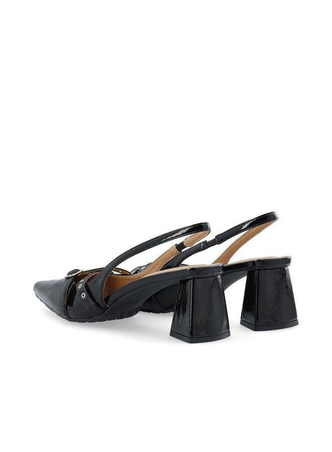 Biamaralyn Buckle Slingback Faux Leather Black