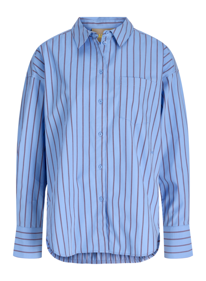 Jamie Relaxed Poplin Shirt Vista Blue/Cabernet