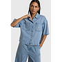 Denim Shortsleeve Blouse Light Blue Denim