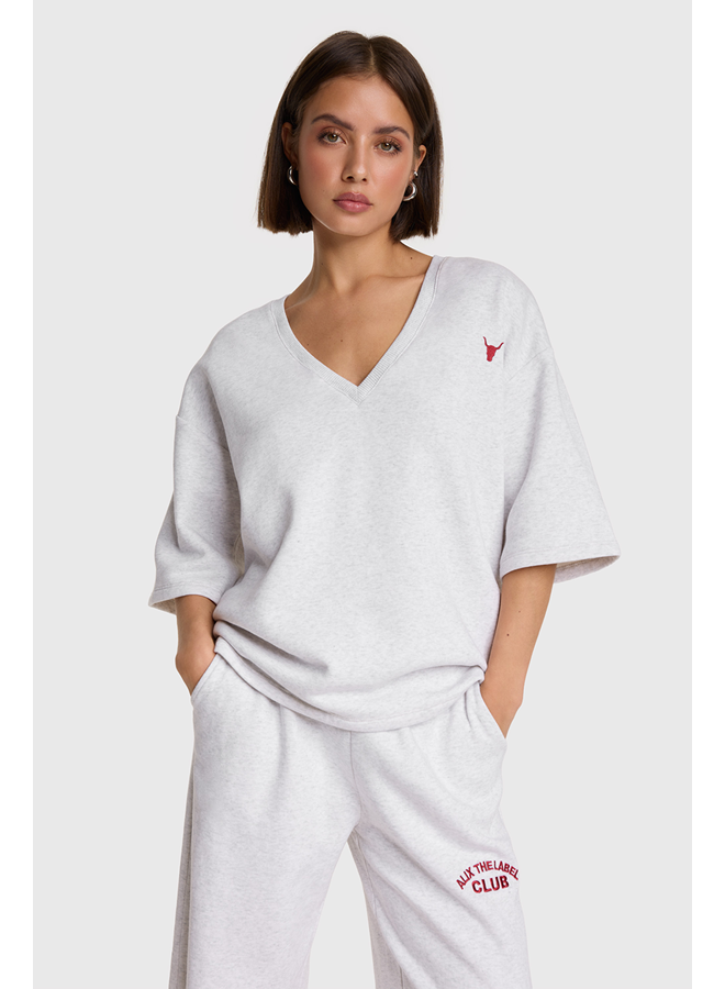 V-neck Shortsleeve Sweater Light Grey