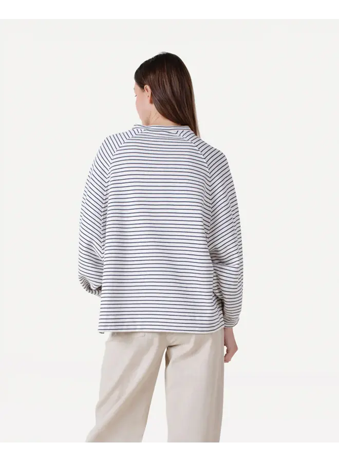 Flori Stripe Sweat Navy White Stripe