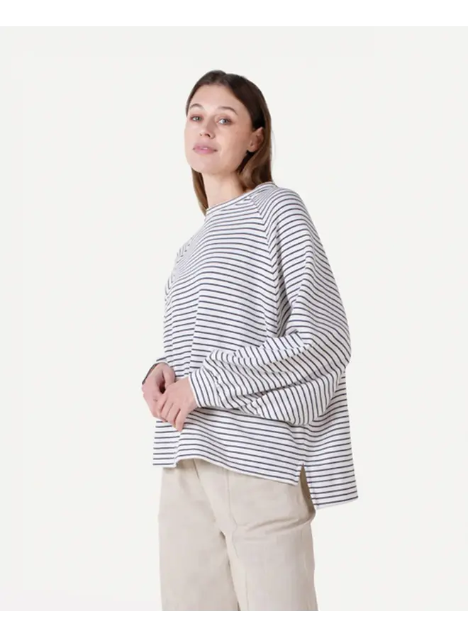 Flori Stripe Sweat Navy White Stripe