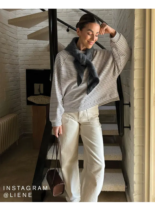 Flori Stripe Sweat Navy White Stripe