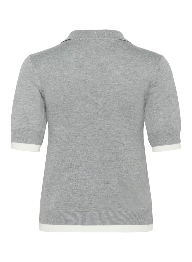 Lizza Constrast Polo Knit Grey Melange