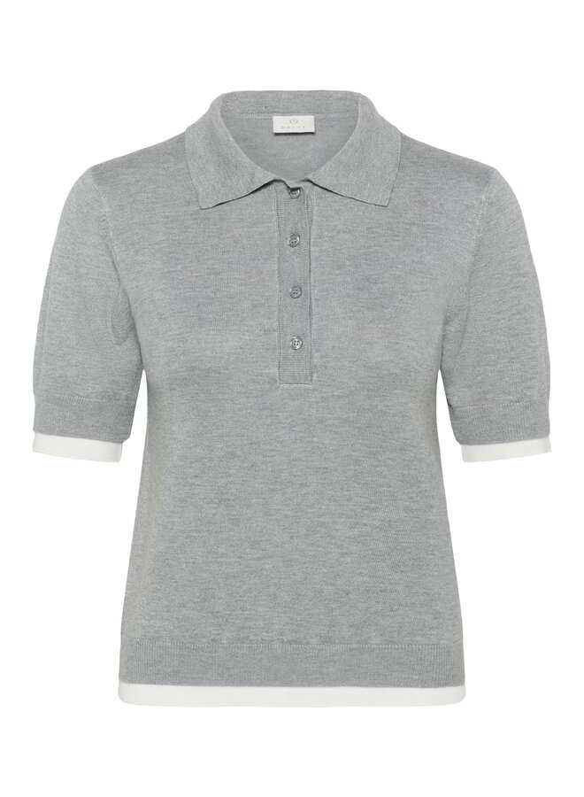Lizza Constrast Polo Knit Grey Melange