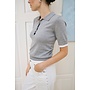 Lizza Constrast Polo Knit Grey Melange