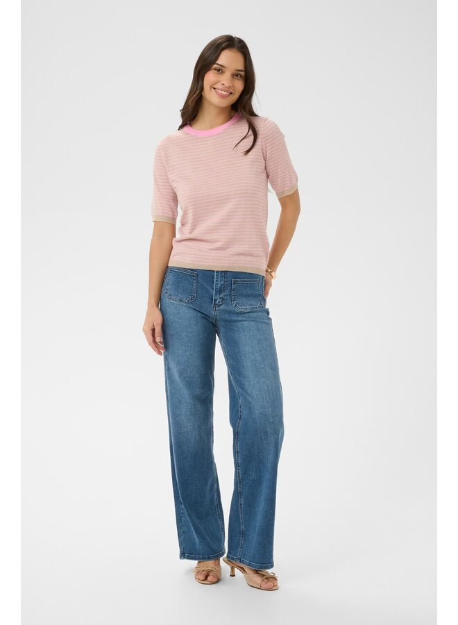 Lizza Narrow Striped Pullover Pink