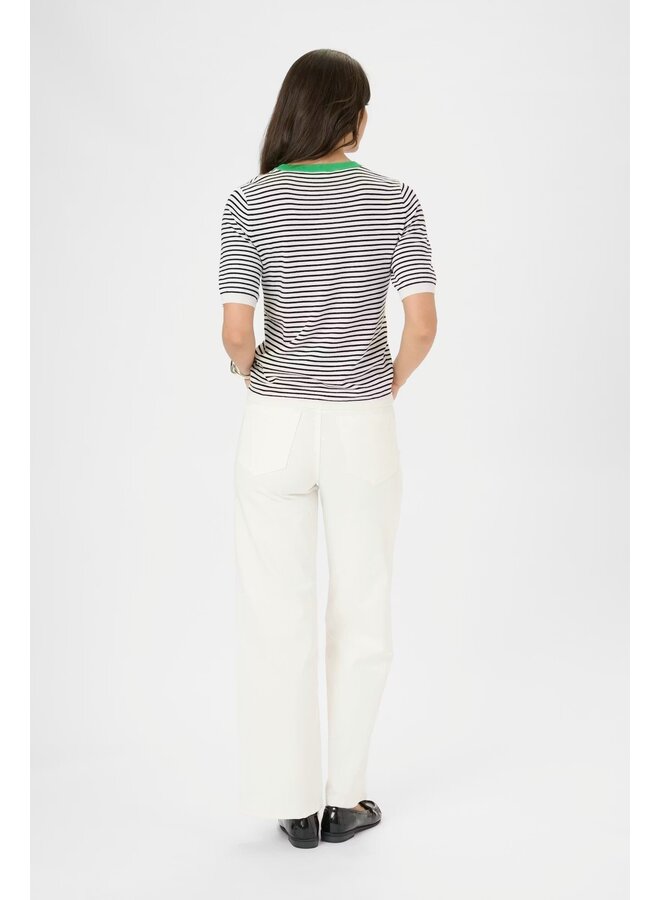 Lizza Narrow Striped Pullover Chalk/Black