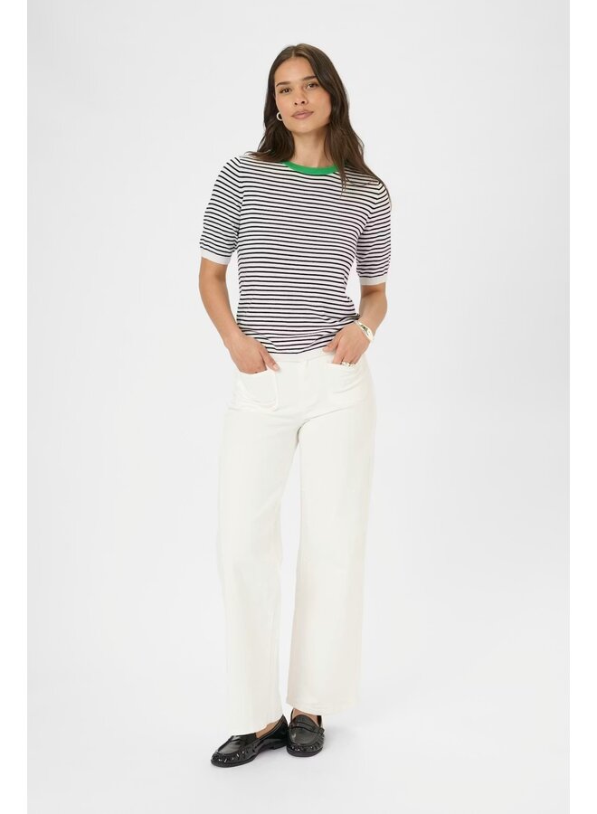 Lizza Narrow Striped Pullover Chalk/Black