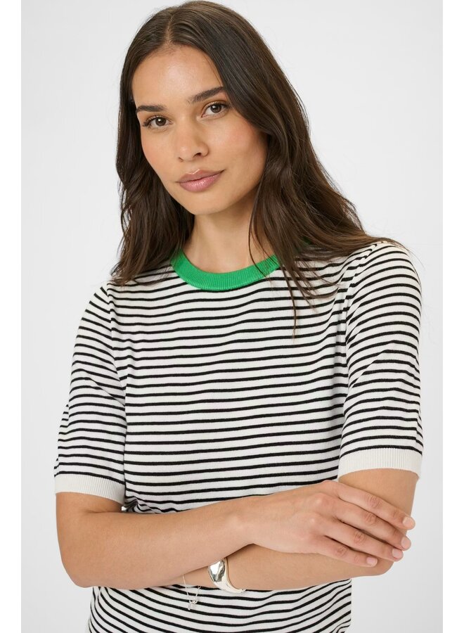 Lizza Narrow Striped Pullover Chalk/Black