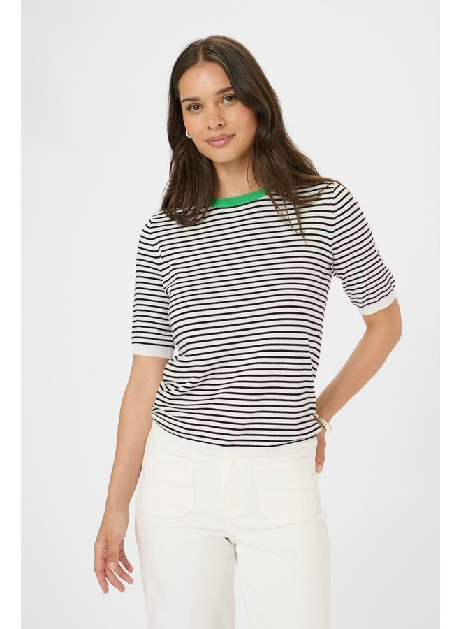 Lizza Narrow Striped Pullover Chalk/Black