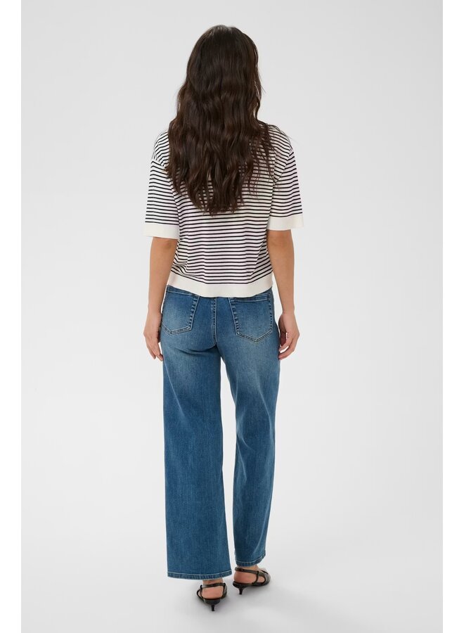 Lizza Polo Knit Chalk /Black Fine Stripe