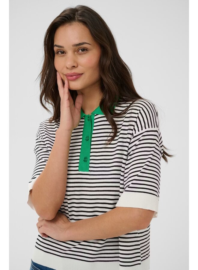 Lizza Polo Knit Chalk /Black Fine Stripe