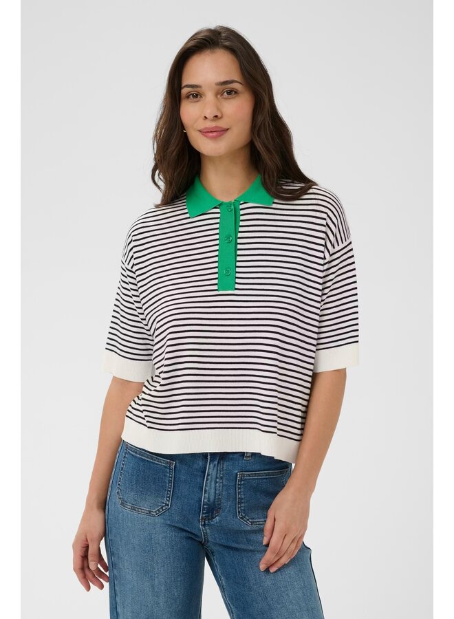 Lizza Polo Knit Chalk /Black Fine Stripe