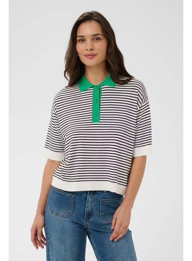 Lizza Polo Knit Chalk /Black Fine Stripe