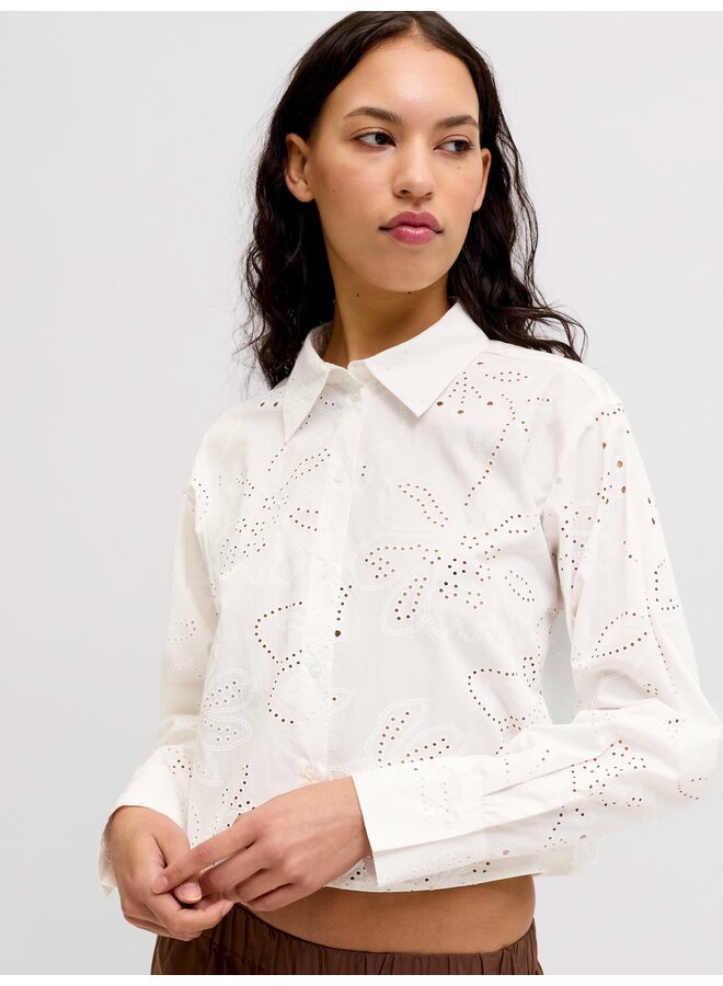 Nova Broderie Cropped Shirt Blanc de Blanc
