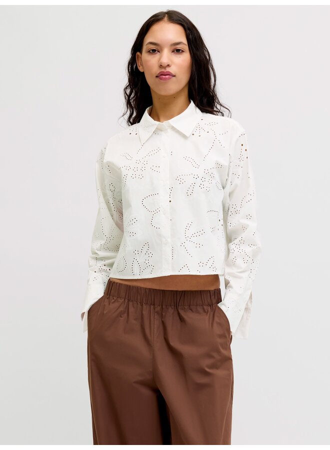Nova Broderie Cropped Shirt Blanc de Blanc