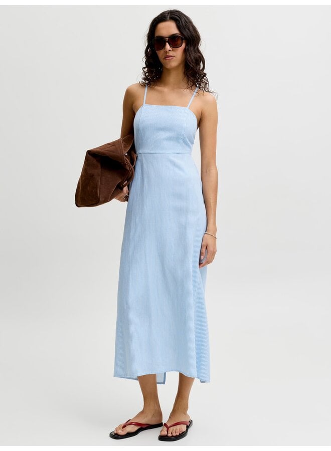 Annika Summer Open Back Dress Blue Stripes