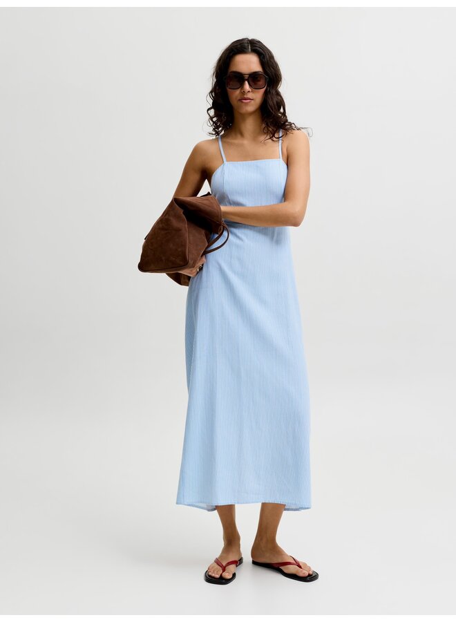 Annika Summer Open Back Dress Blue Stripes