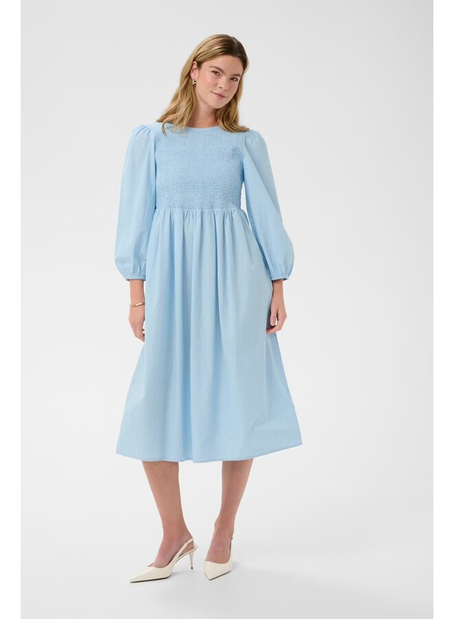 Mona Smock Dress White Blue Stripe