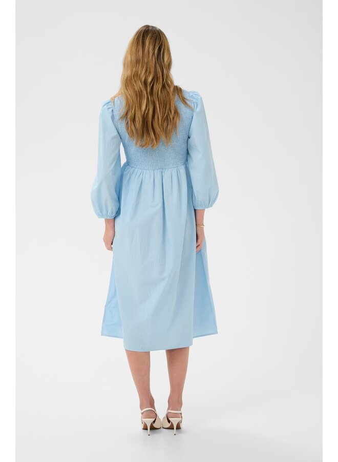 Mona Smock Dress White Blue Stripe