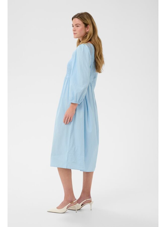 Mona Smock Dress White Blue Stripe