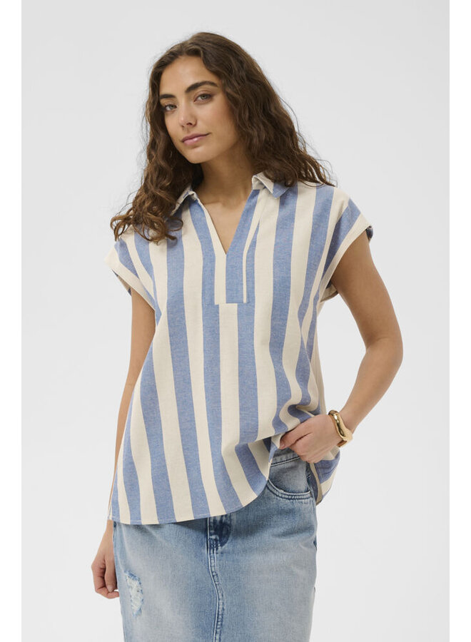 Kapina Blouse White/Blue Stripe