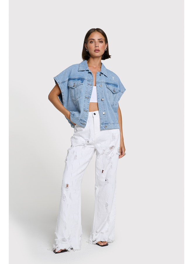 Soft Denim Waistcoat Light Blue