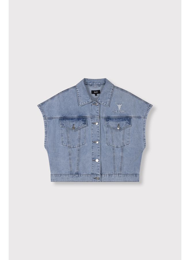 Soft Denim Waistcoat Light Blue