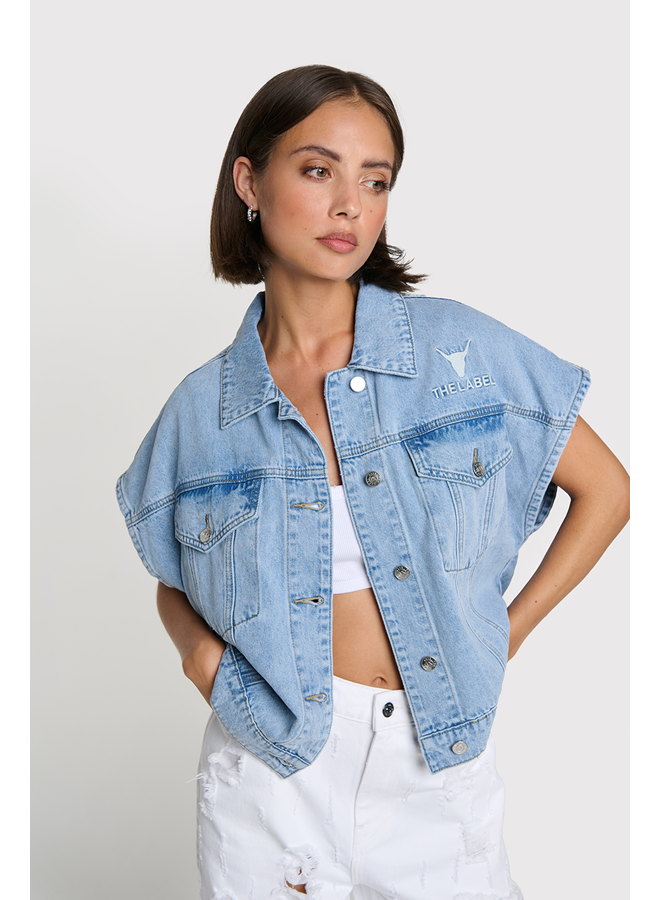 Soft Denim Waistcoat Light Blue