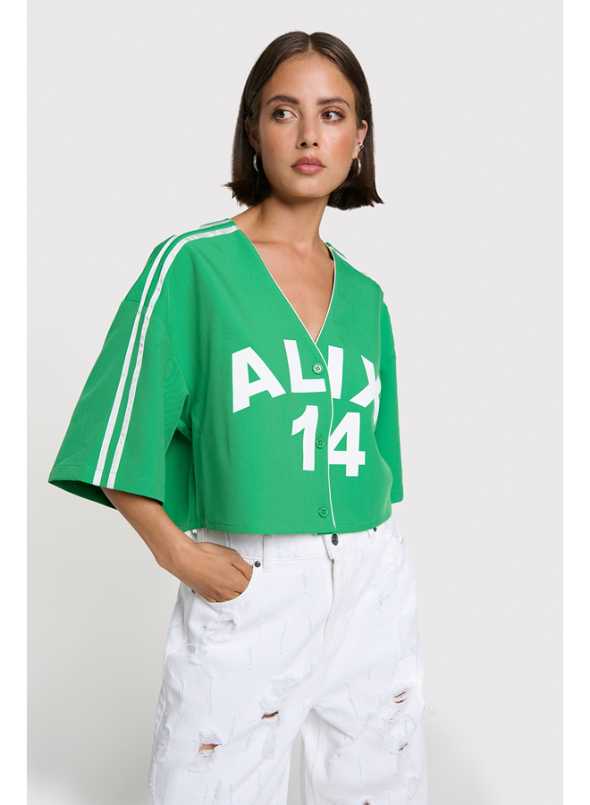 Cropped Baseball Shirt Bright Green