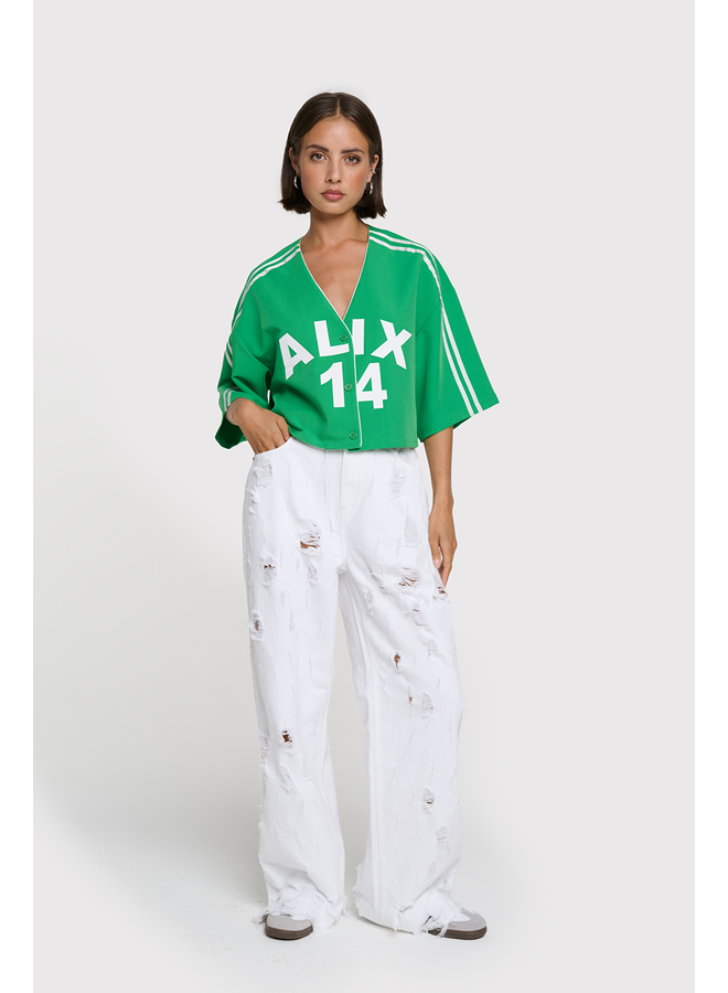 Cropped Baseball Shirt Bright Green