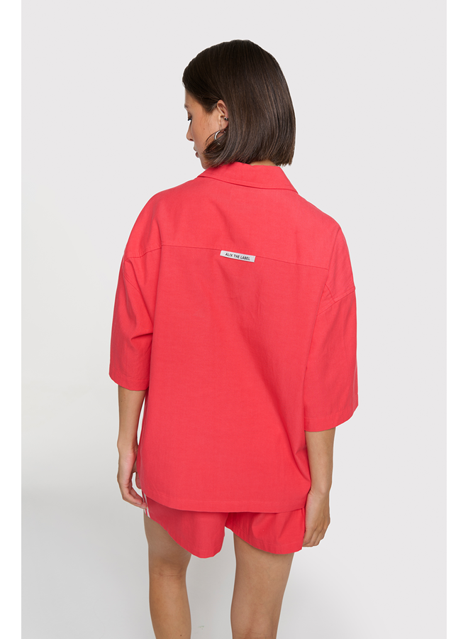 Short Sleeve Blouse Light Red