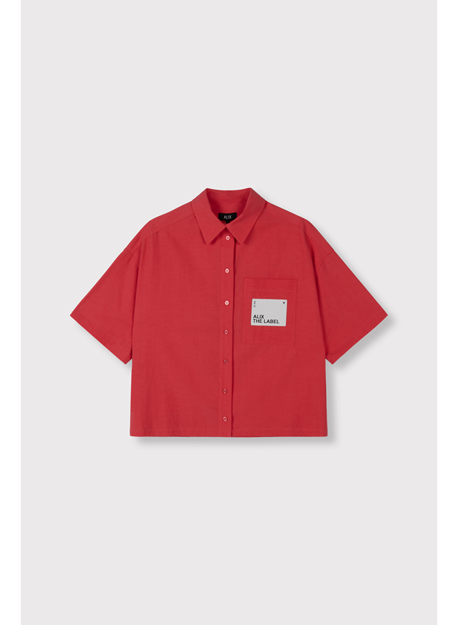 Short Sleeve Blouse Light Red