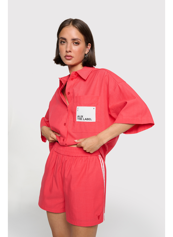 Short Sleeve Blouse Light Red