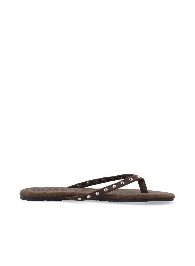 Mexico Studs Flip Flop Suede Brown