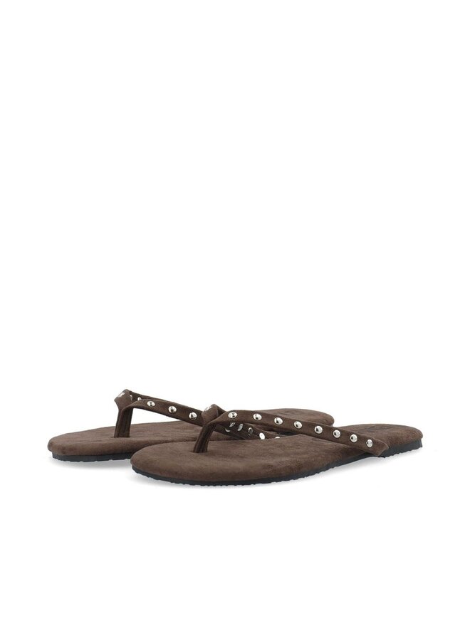 Mexico Studs Flip Flop Suede Brown
