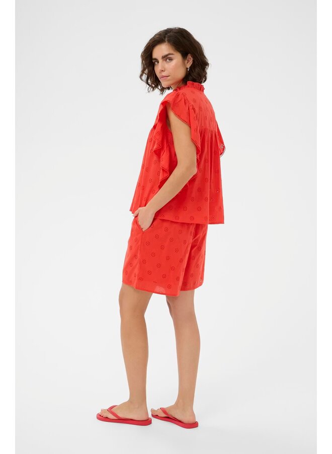 Fiona Frill Top Poppy Red