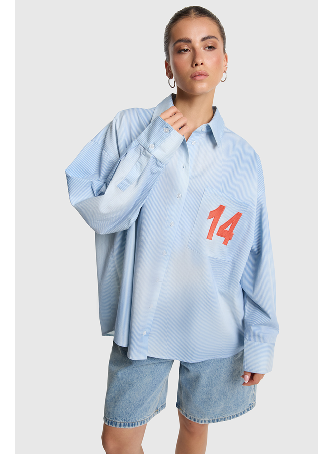 Faded Stripe Blouse Soft Blue