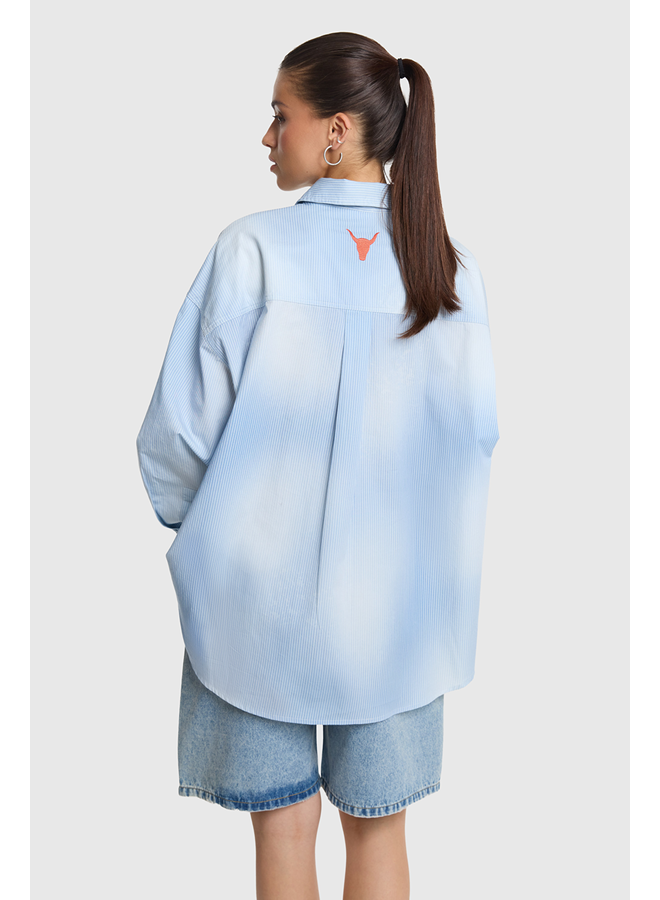 Faded Stripe Blouse Soft Blue