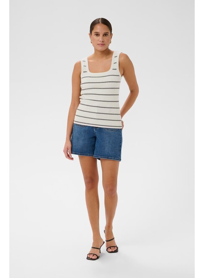 Morita Knit Top Silver Black