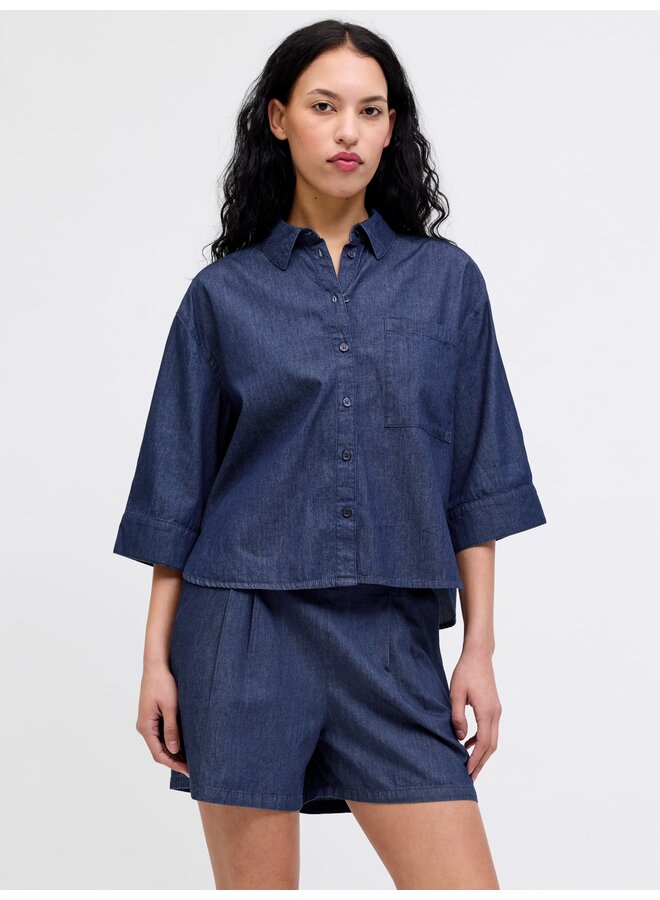 Debby Shirt 3/4 Shirt Dark Blue Denim