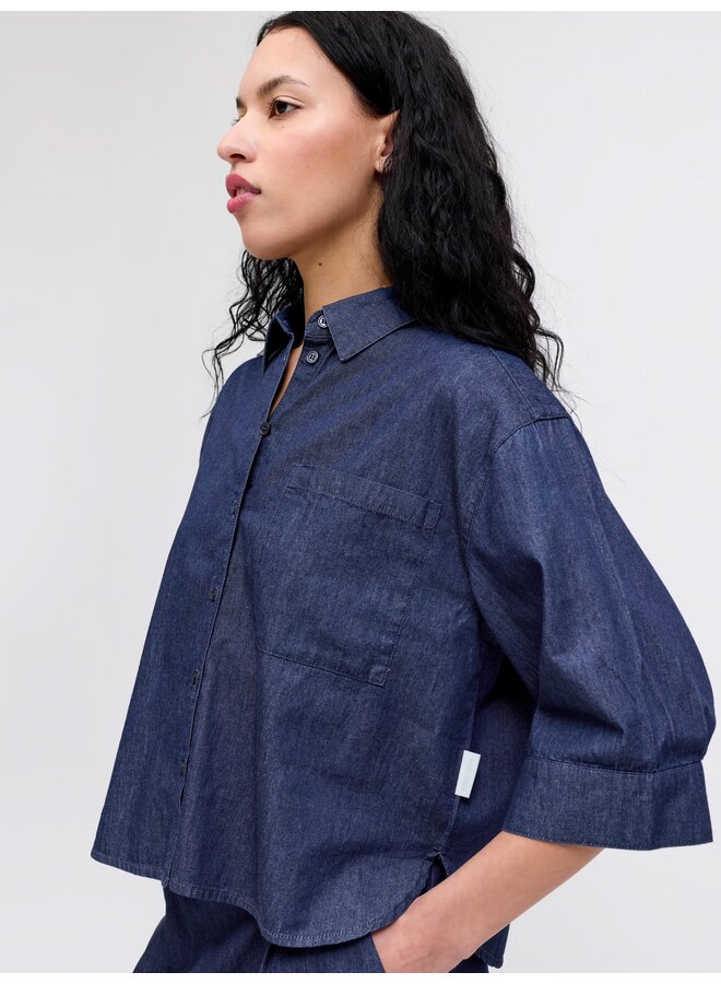 Debby Shirt 3/4 Shirt Dark Blue Denim