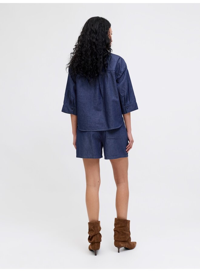 Debby Shirt 3/4 Shirt Dark Blue Denim