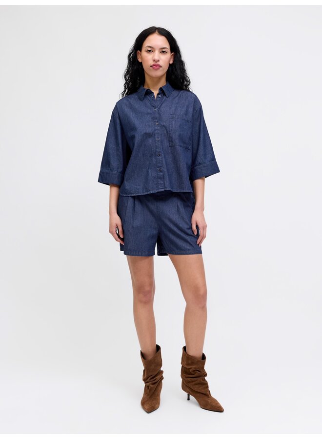 Debby Shirt 3/4 Shirt Dark Blue Denim