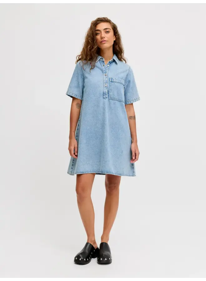 Amara Short Denim Dress Light Blue