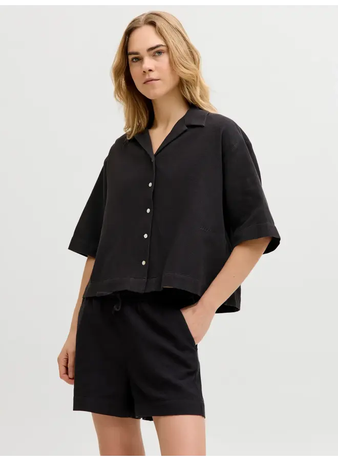 Global Waffle Shirt 3/4 Black